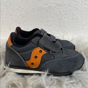 SAUCONY JAZZ HL ST51689 TODDLER SHOES SIZE 6 GRAY/ORANGE WITH VELCRO